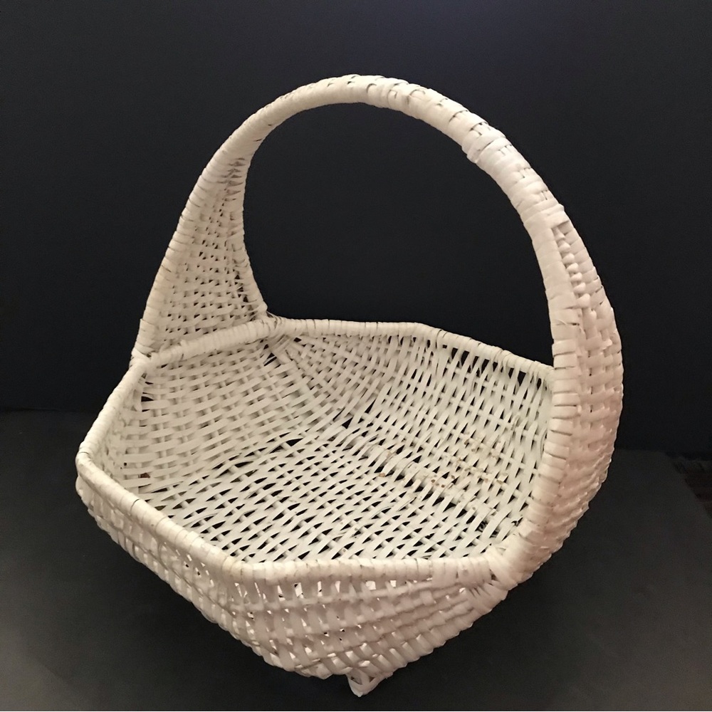 Large white pentagon shape rattan basket